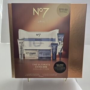No7 Skincare Collection with Gold and White Packaging